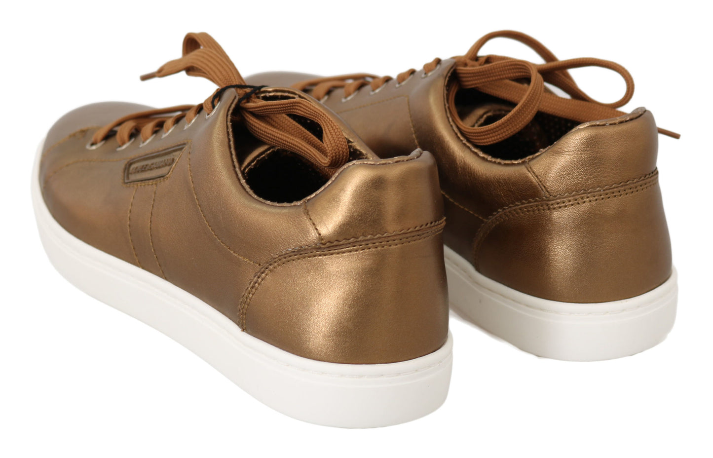 Zapatillas deportivas de piel metalizada dorada