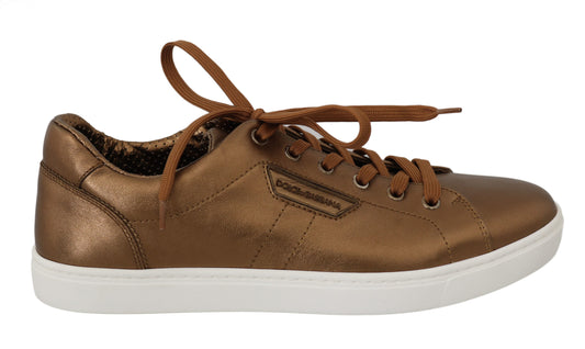 Zapatillas deportivas de piel metalizada dorada
