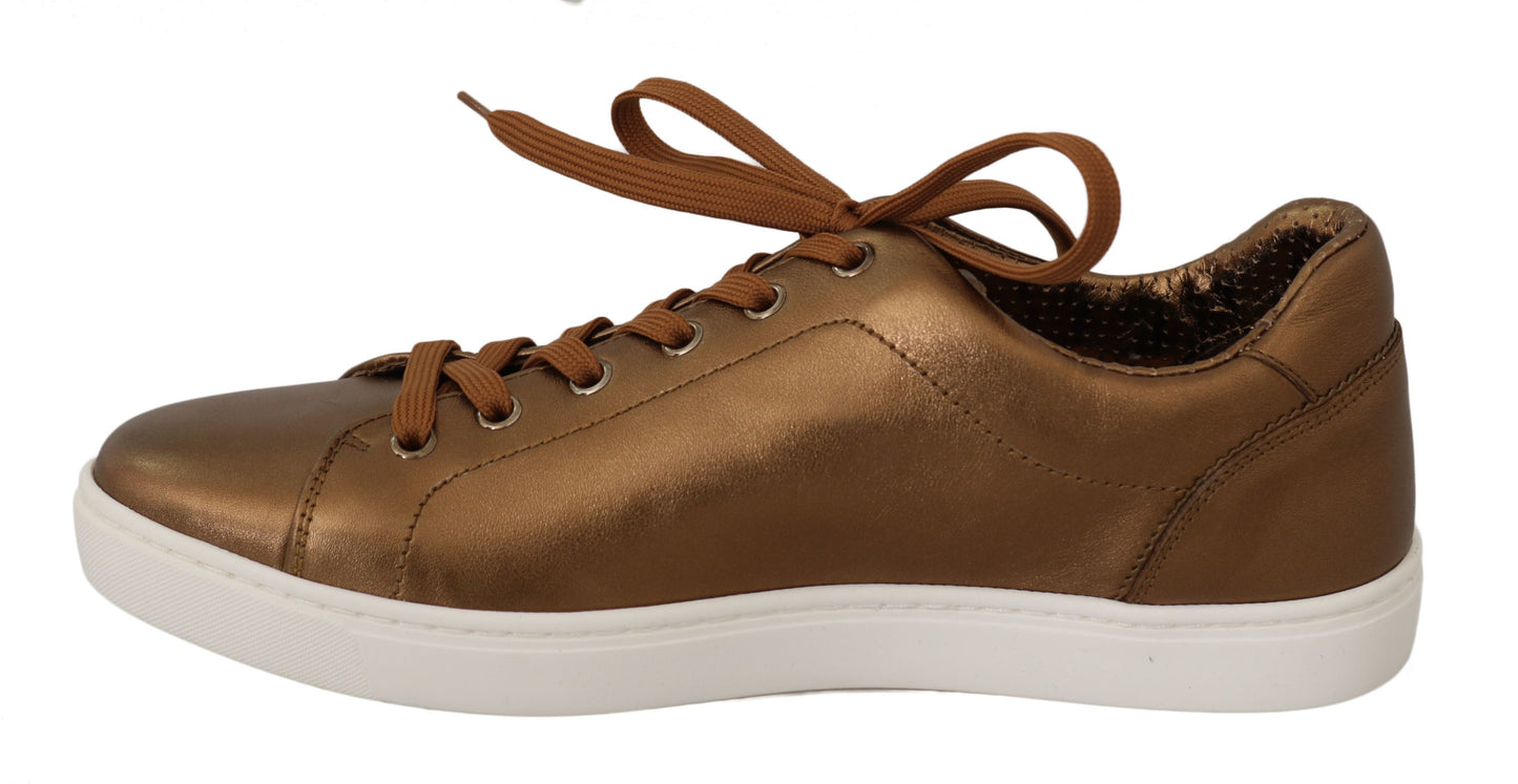 Zapatillas deportivas de piel metalizada dorada