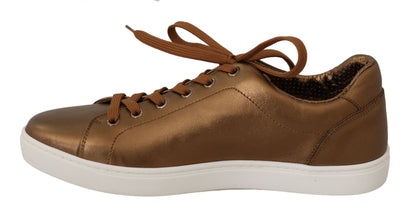 Zapatillas deportivas de piel metalizada dorada