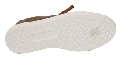 Zapatillas deportivas de piel metalizada dorada