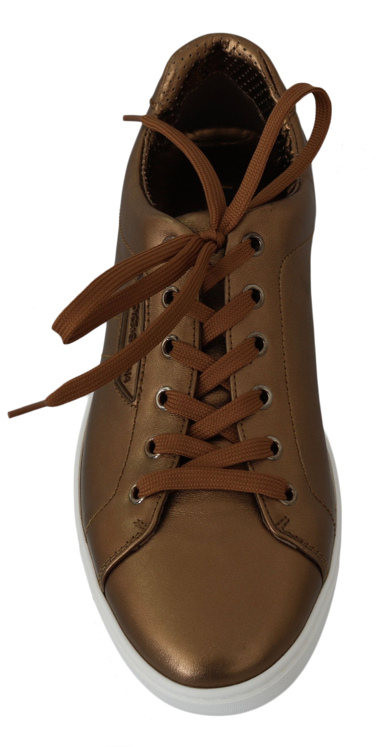 Zapatillas deportivas de piel metalizada dorada