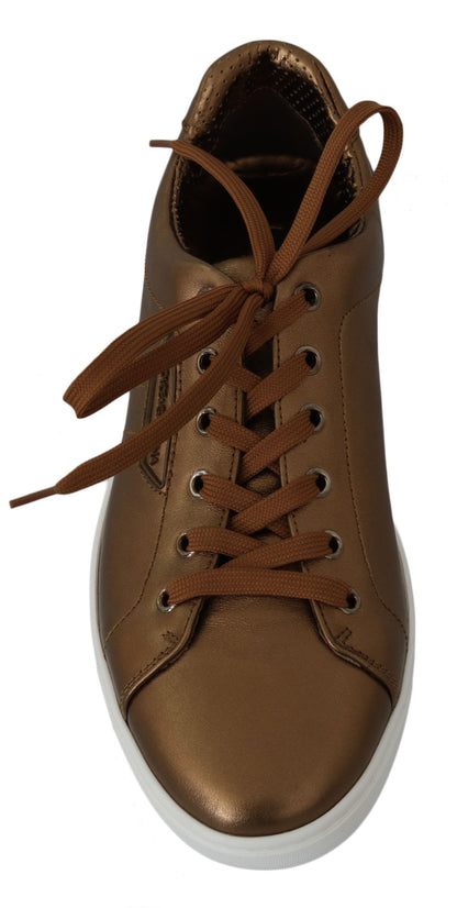 Zapatillas deportivas de piel metalizada dorada