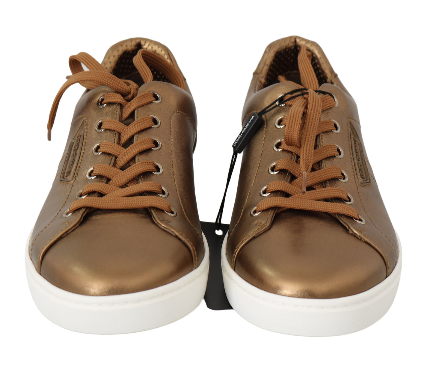 Zapatillas deportivas de piel metalizada dorada