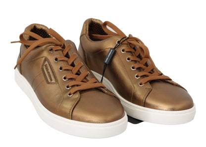 Zapatillas deportivas de piel metalizada dorada