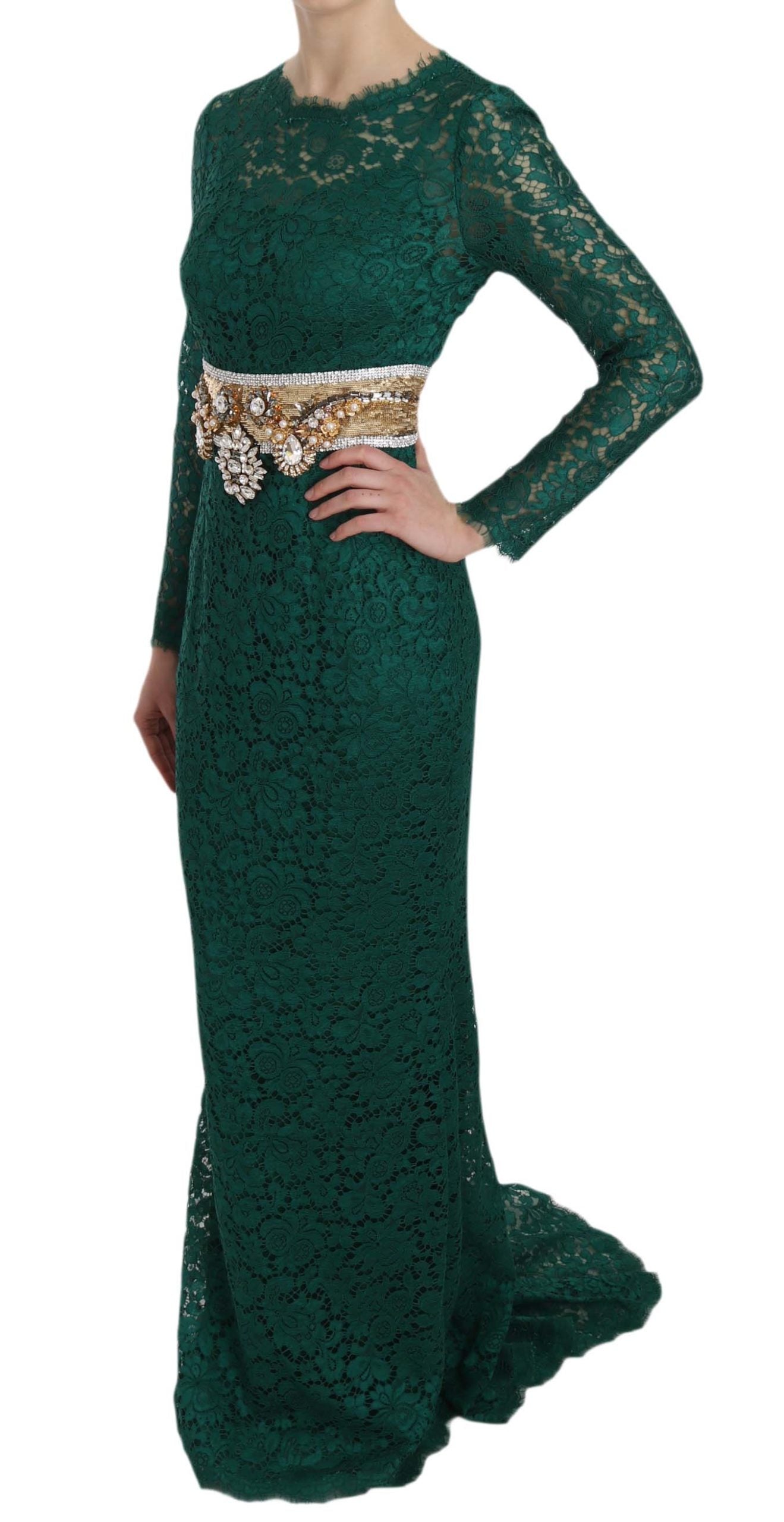 Vestido largo hasta el suelo de manga larga Emerald Elegance