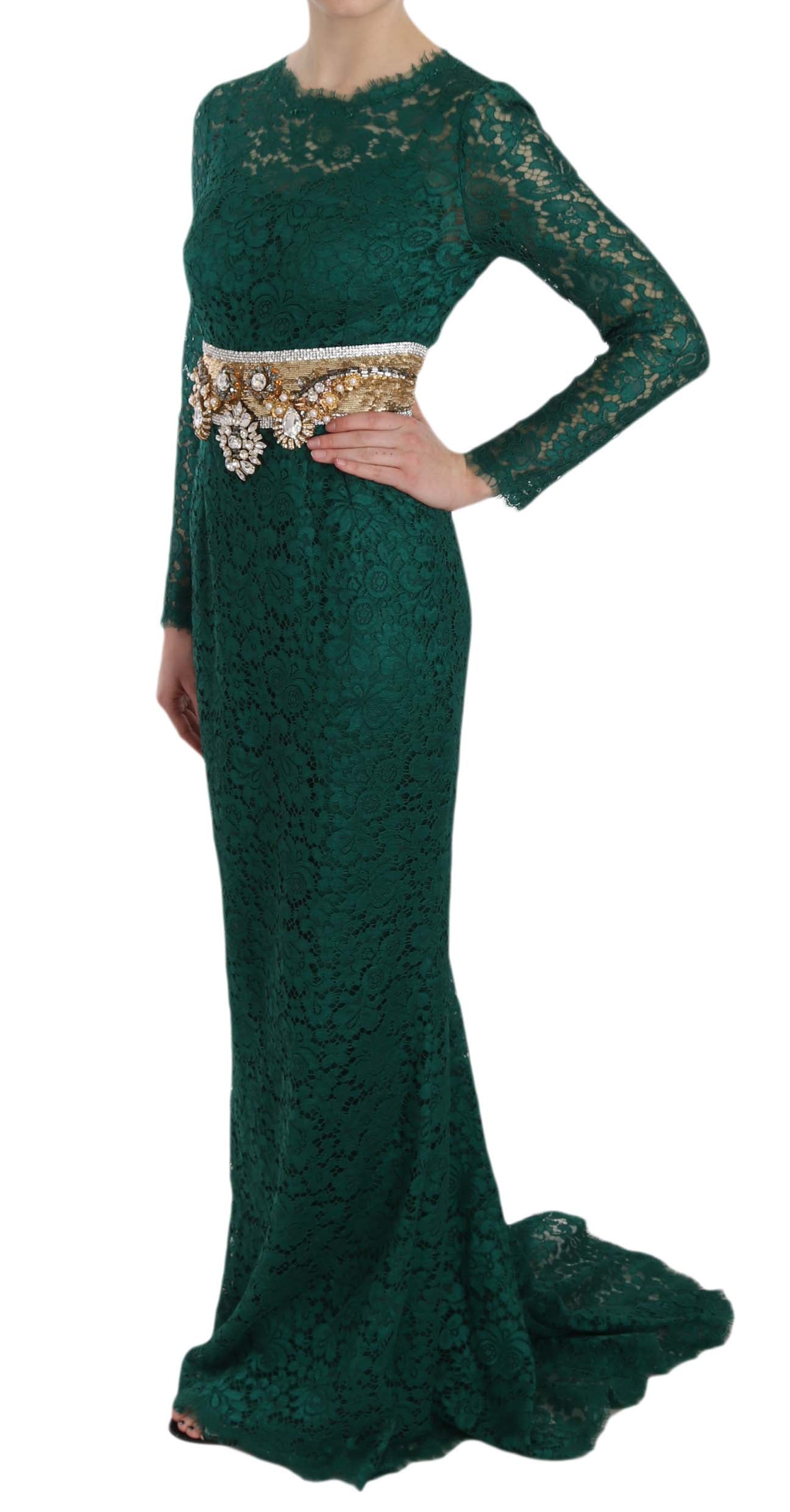 Vestido largo hasta el suelo de manga larga Emerald Elegance