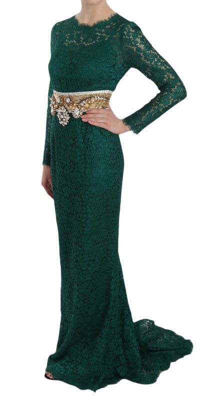 Vestido largo hasta el suelo de manga larga Emerald Elegance