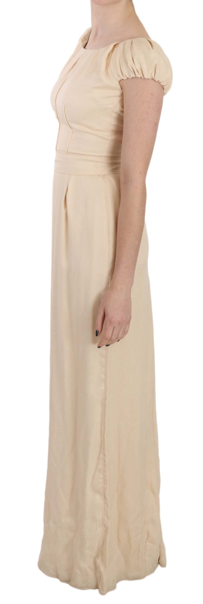 Vestido de seda con mangas con liga y columna