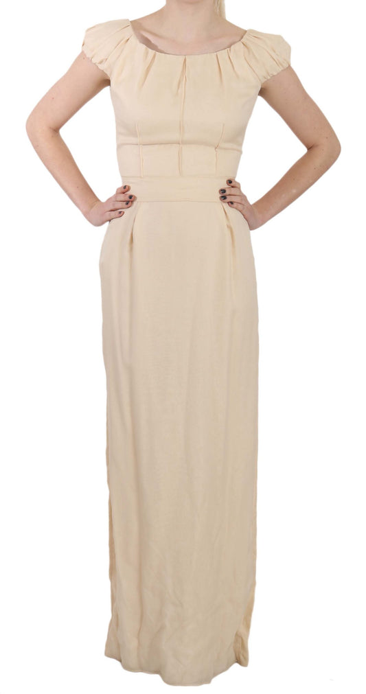 Vestido de seda con mangas con liga y columna