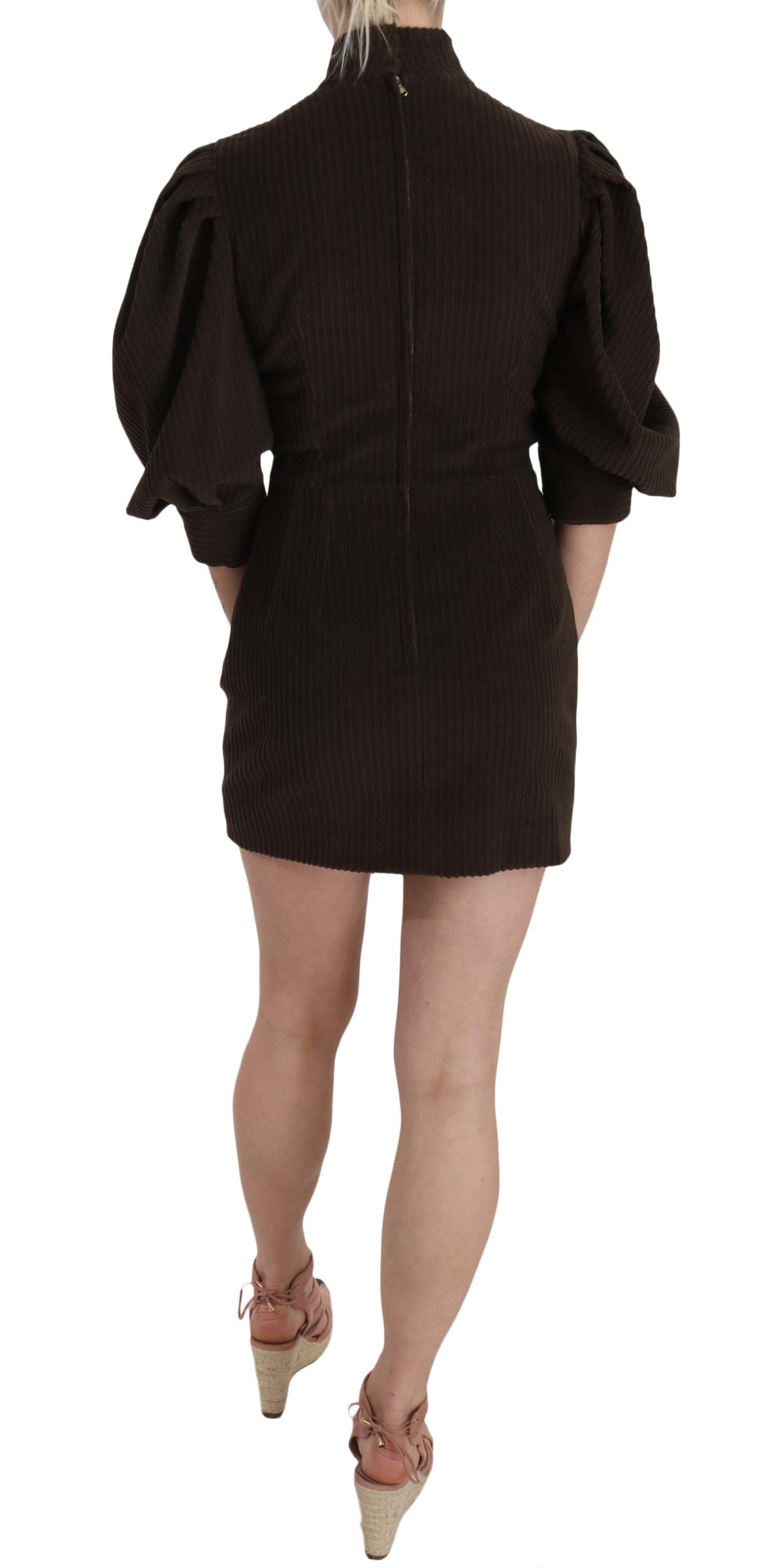 Vestido mini ajustado de pana marrón elegante