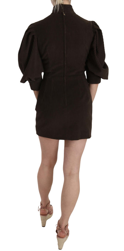 Vestido mini ajustado de pana marrón elegante