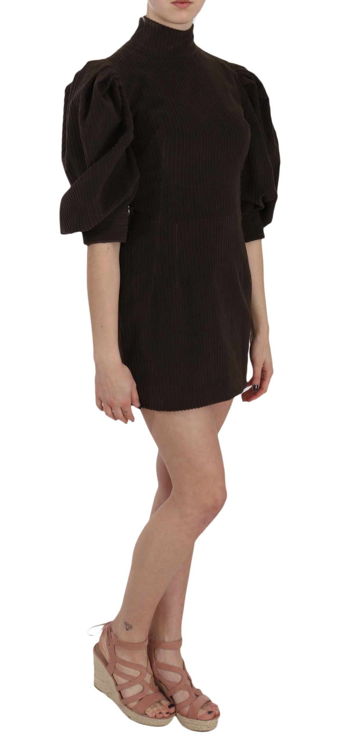 Vestido mini ajustado de pana marrón elegante