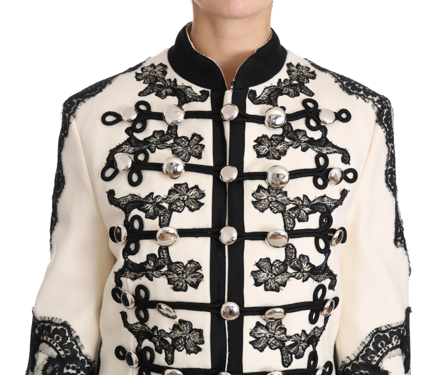 Elegante chaqueta barroca en blanco roto