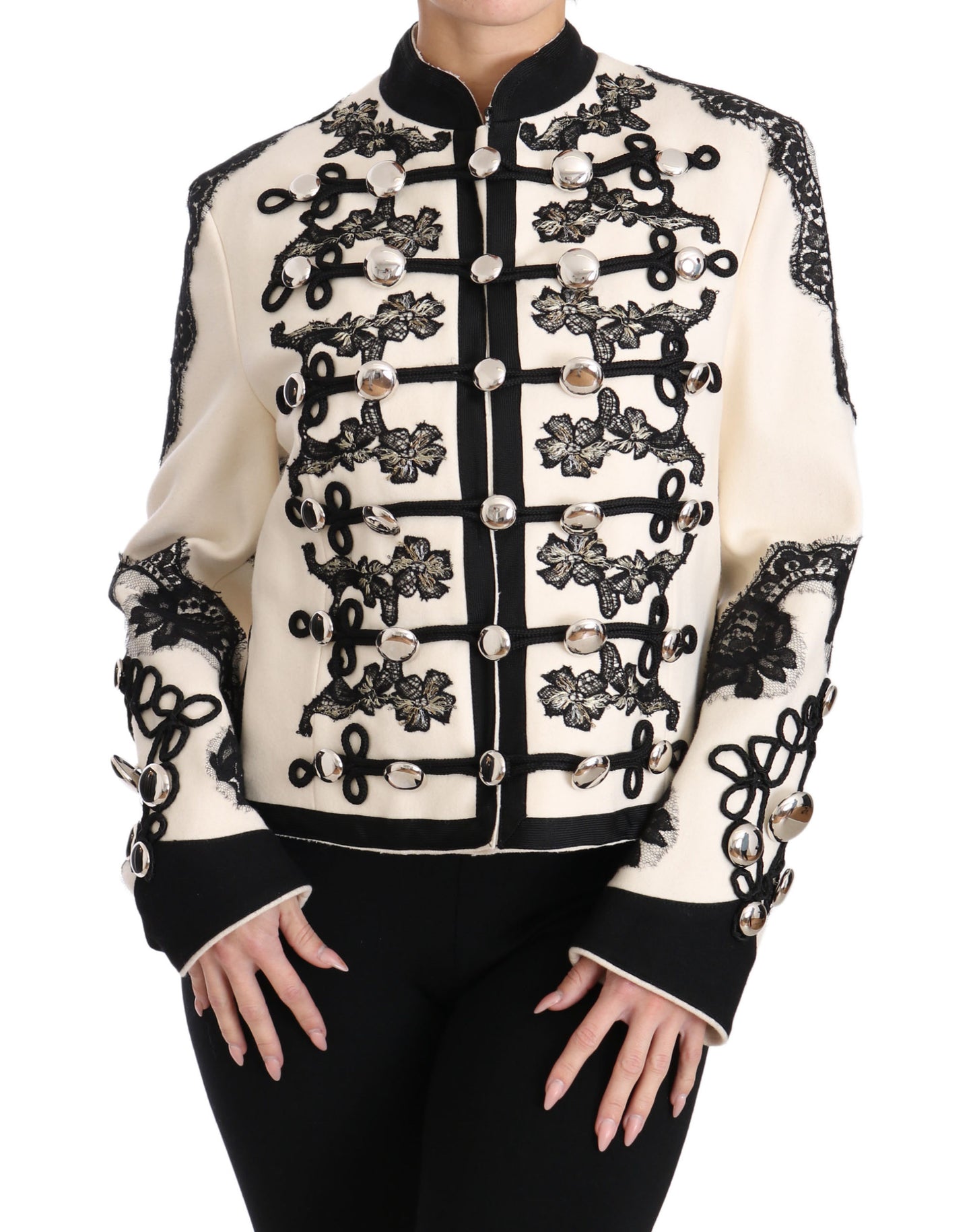 Elegante chaqueta barroca en blanco roto