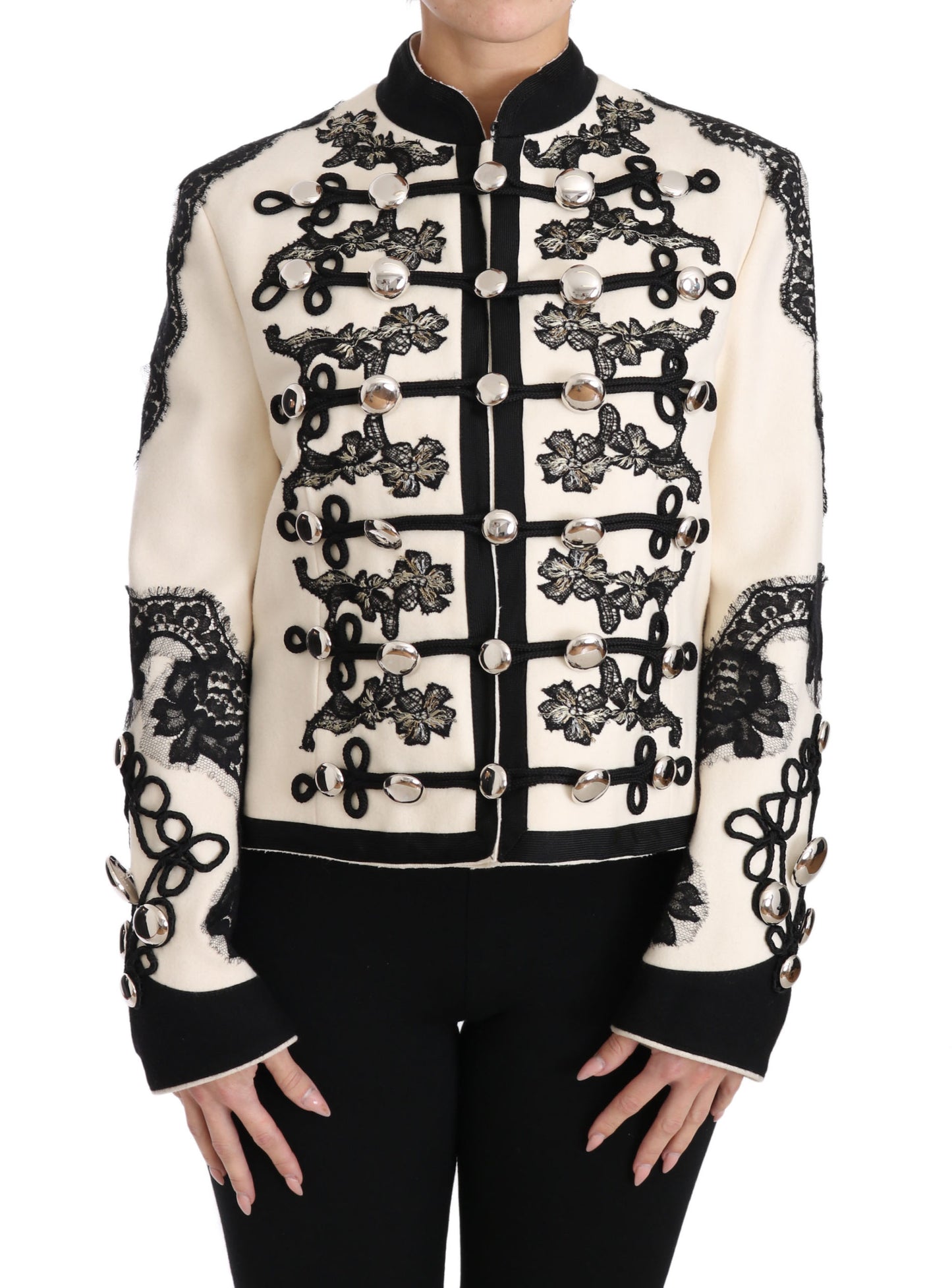 Elegante chaqueta barroca en blanco roto
