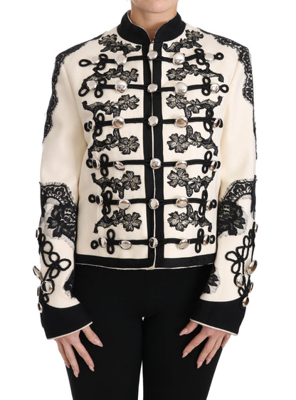 Elegante chaqueta barroca en blanco roto