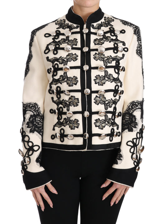 Elegante chaqueta barroca en blanco roto