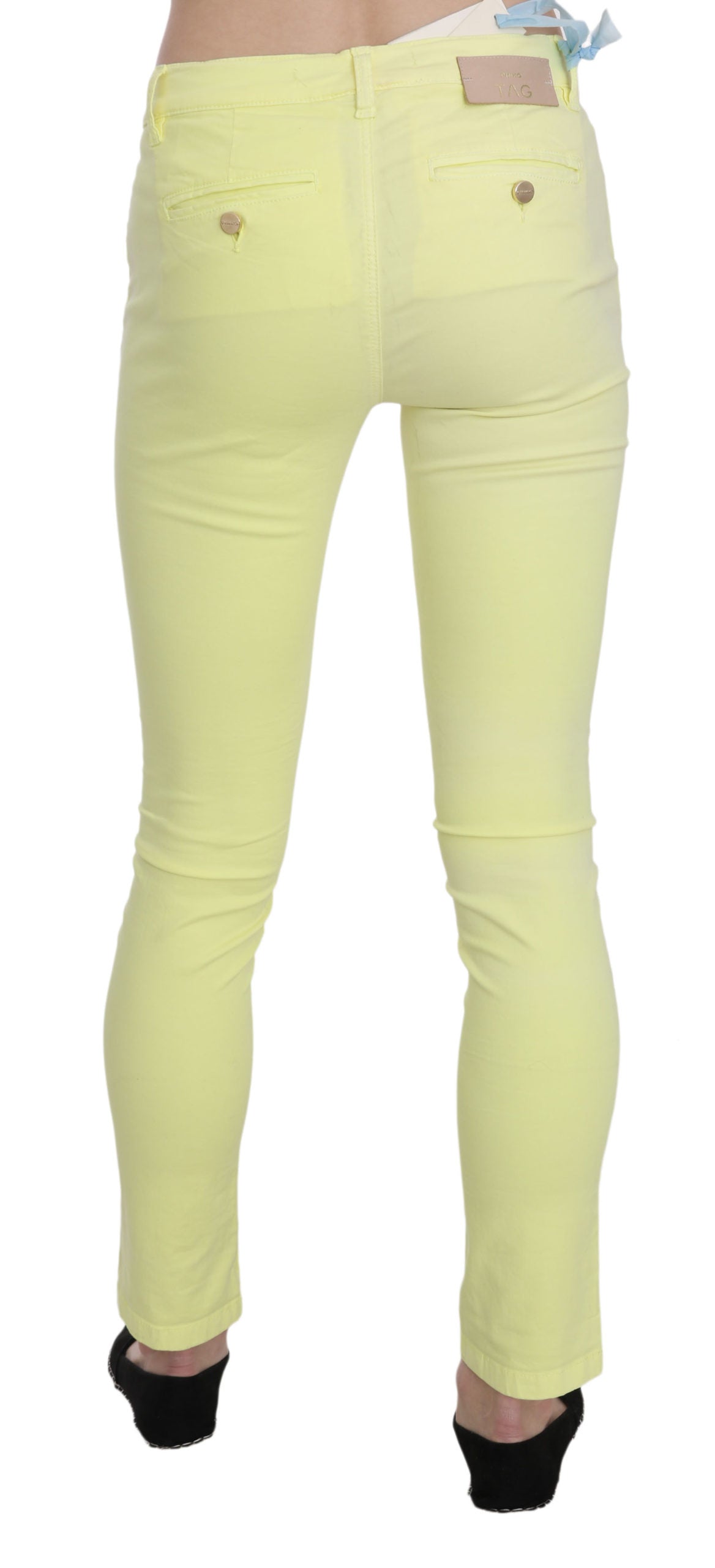 Pantalones casuales ajustados de cintura baja amarillos elegantes