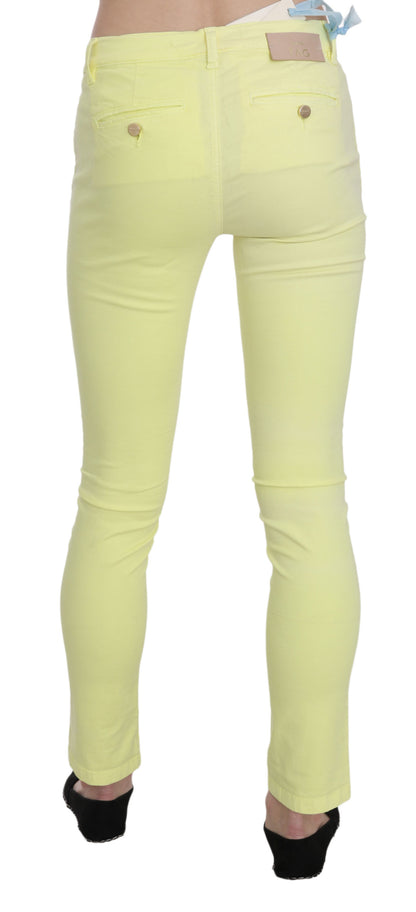 Pantalones casuales ajustados de cintura baja amarillos elegantes