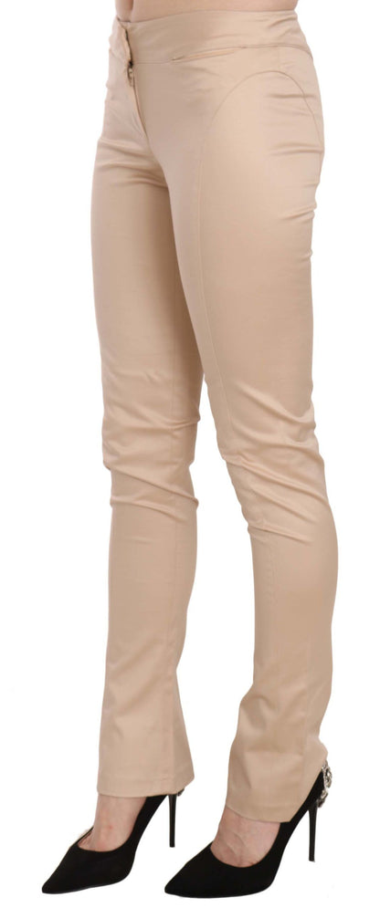 Pantalones ajustados elegantes de talle bajo en color crema
