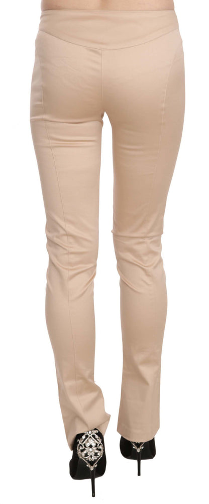 Pantalones ajustados elegantes de talle bajo en color crema