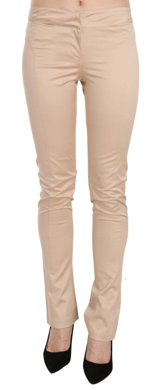 Pantalones ajustados elegantes de talle bajo en color crema