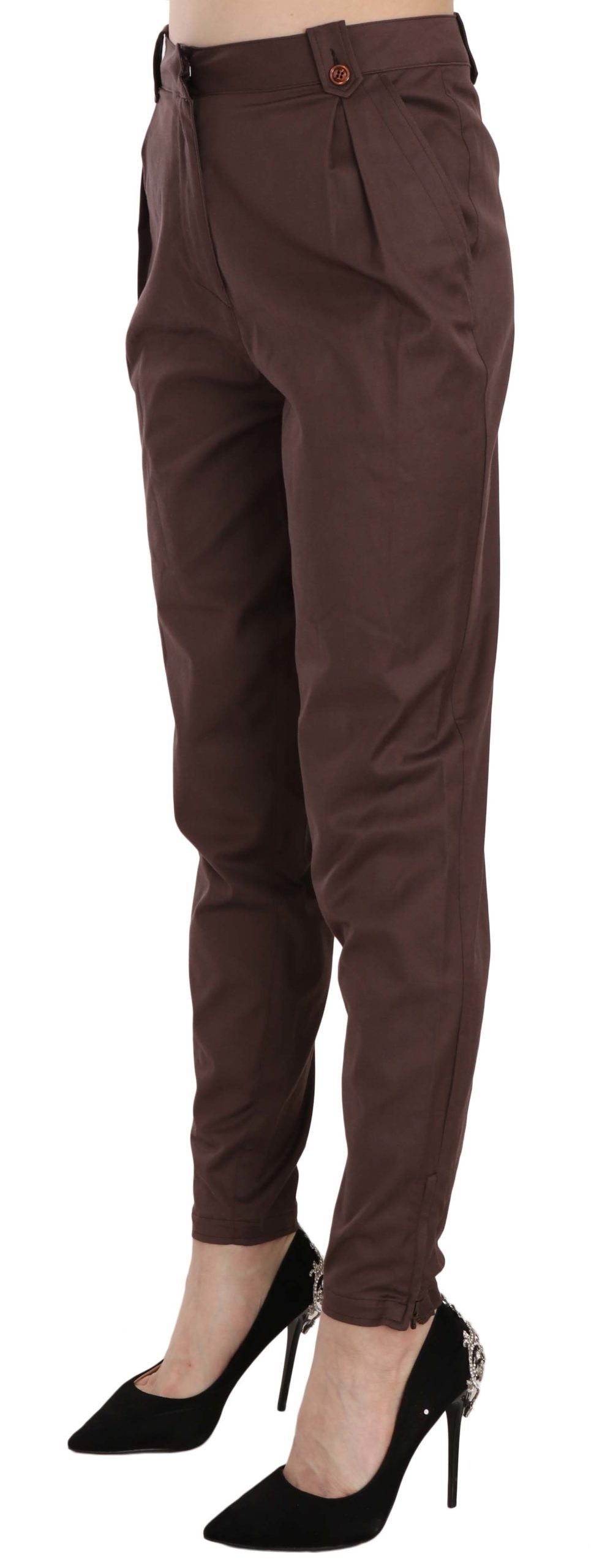 Pantalones formales elegantes de cintura alta y corte cónico