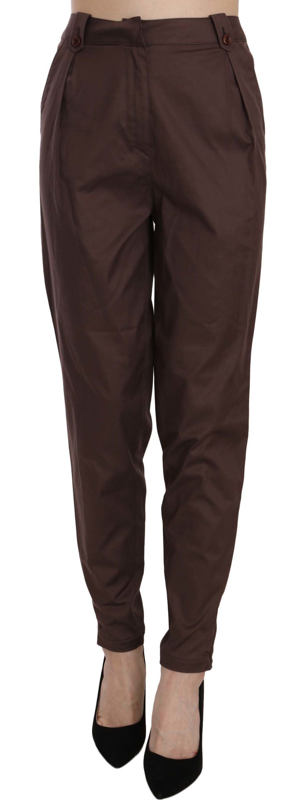 Pantalones formales elegantes de cintura alta y corte cónico
