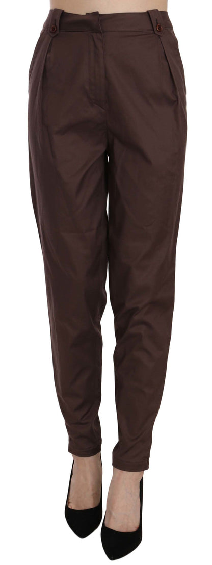 Pantalones formales elegantes de cintura alta y corte cónico