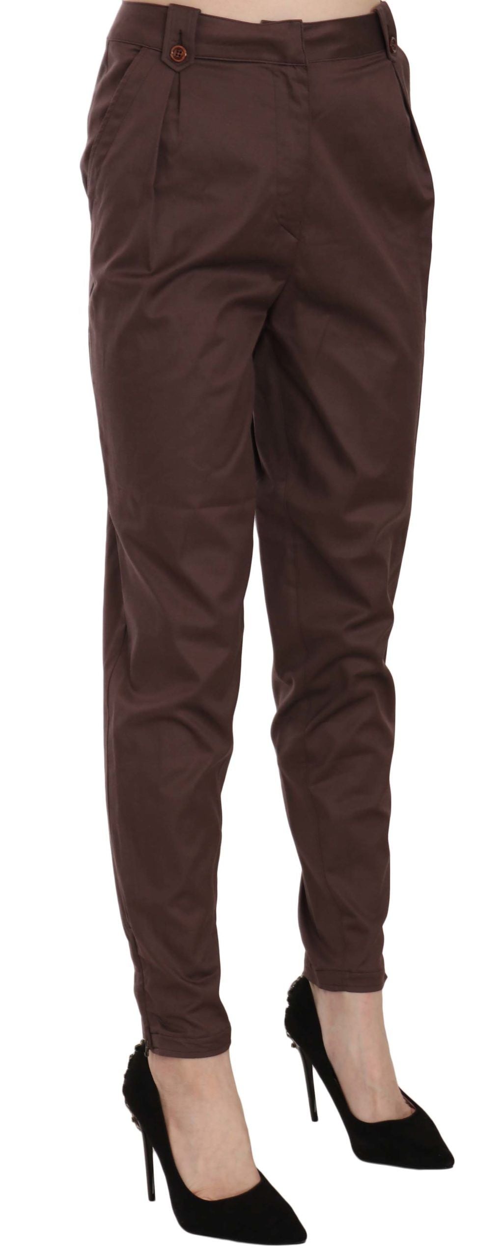 Pantalones formales elegantes de cintura alta y corte cónico