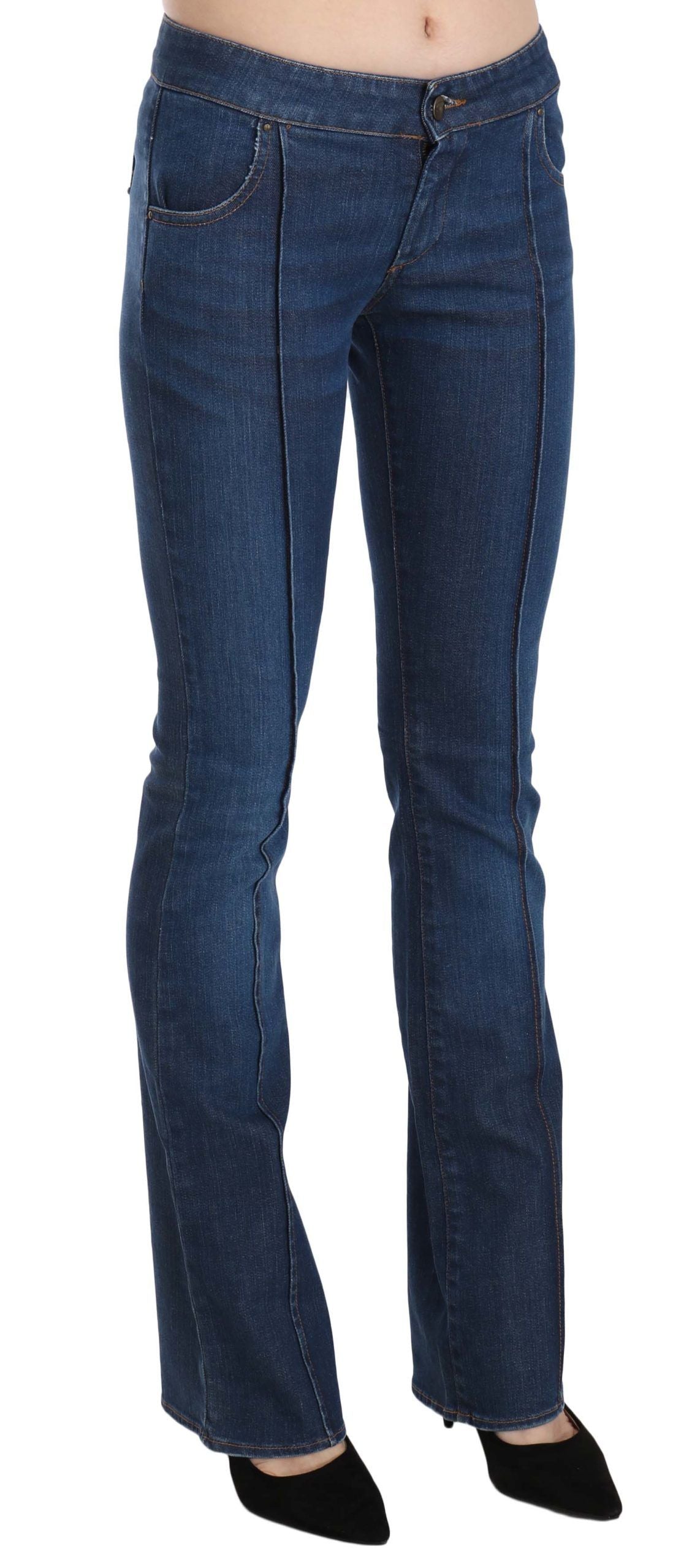 Pantalones vaqueros elegantes de corte bota lavados en azul