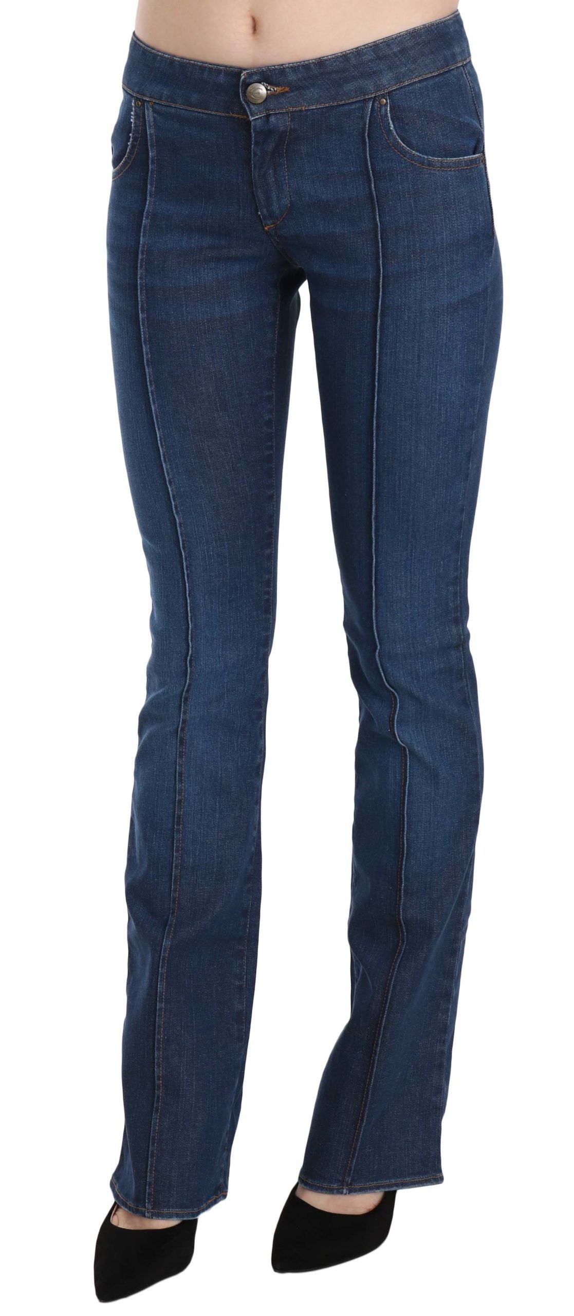 Pantalones vaqueros elegantes de corte bota lavados en azul