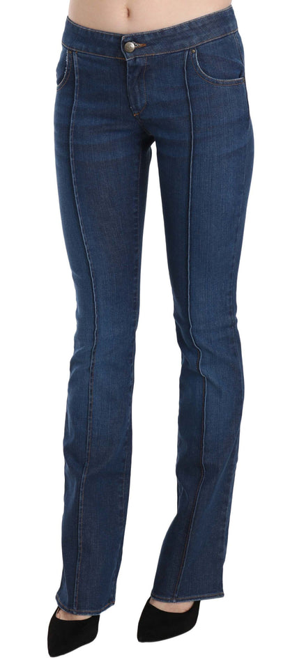 Pantalones vaqueros elegantes de corte bota lavados en azul