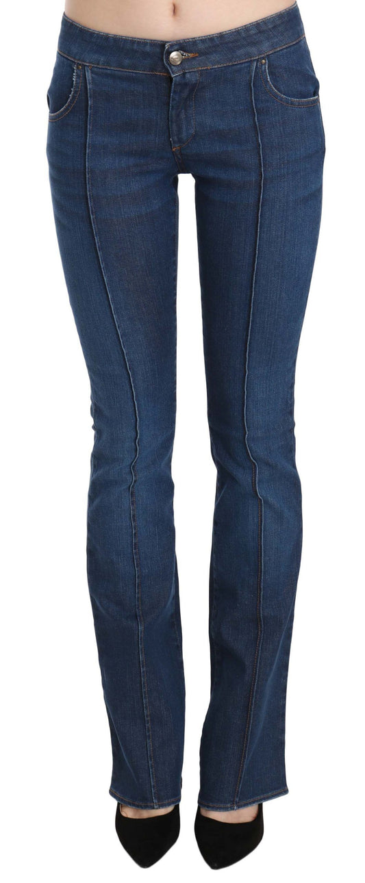 Pantalones vaqueros elegantes de corte bota lavados en azul