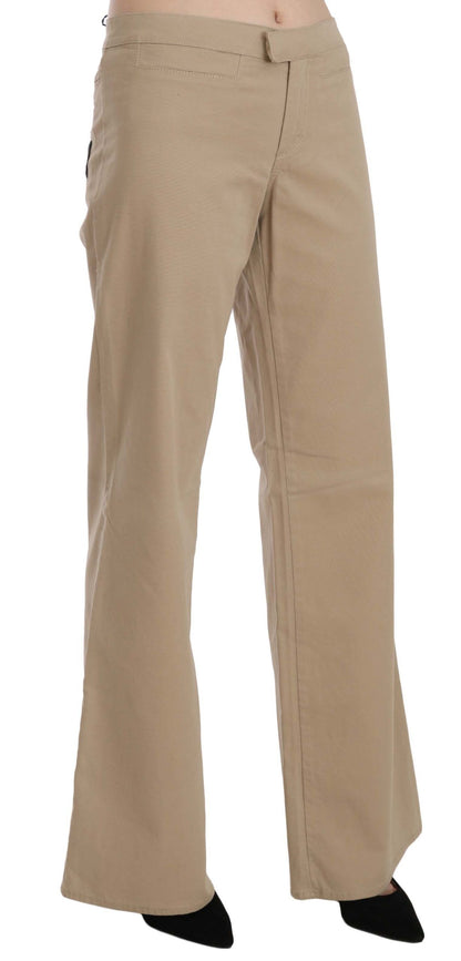 Pantalones de lujo acampanados de cintura media en beige