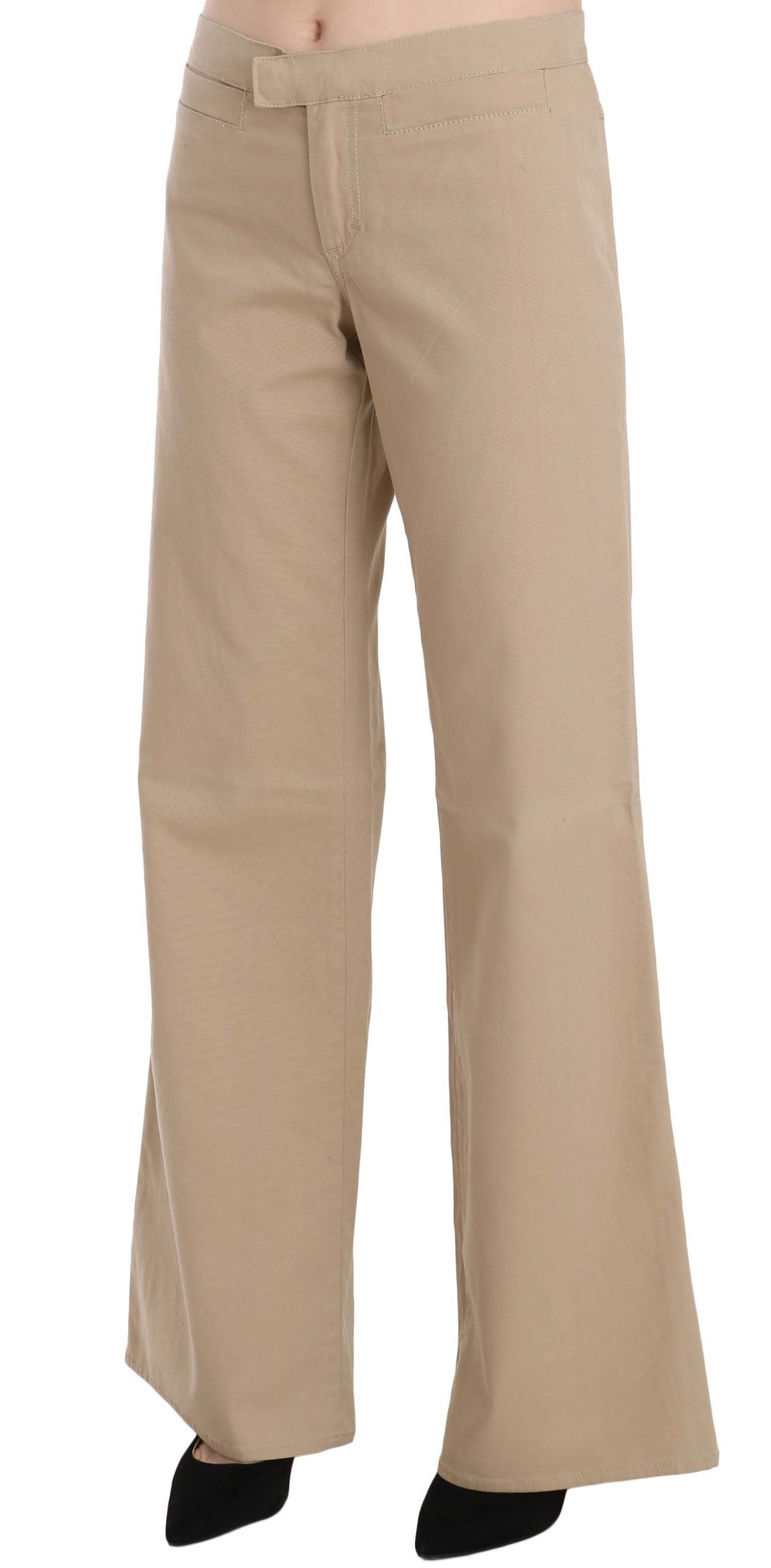 Pantalones de lujo acampanados de cintura media en beige