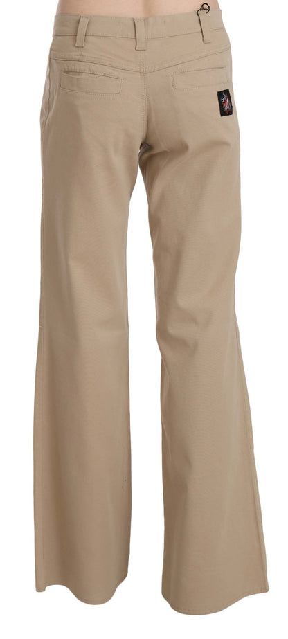 Pantalones de lujo acampanados de cintura media en beige