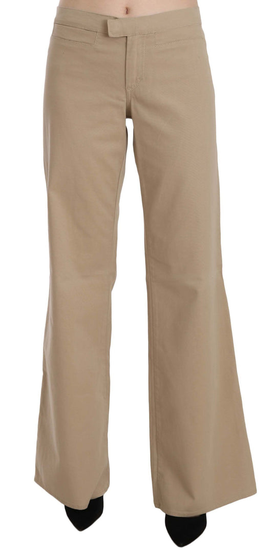 Pantalones de lujo acampanados de cintura media en beige