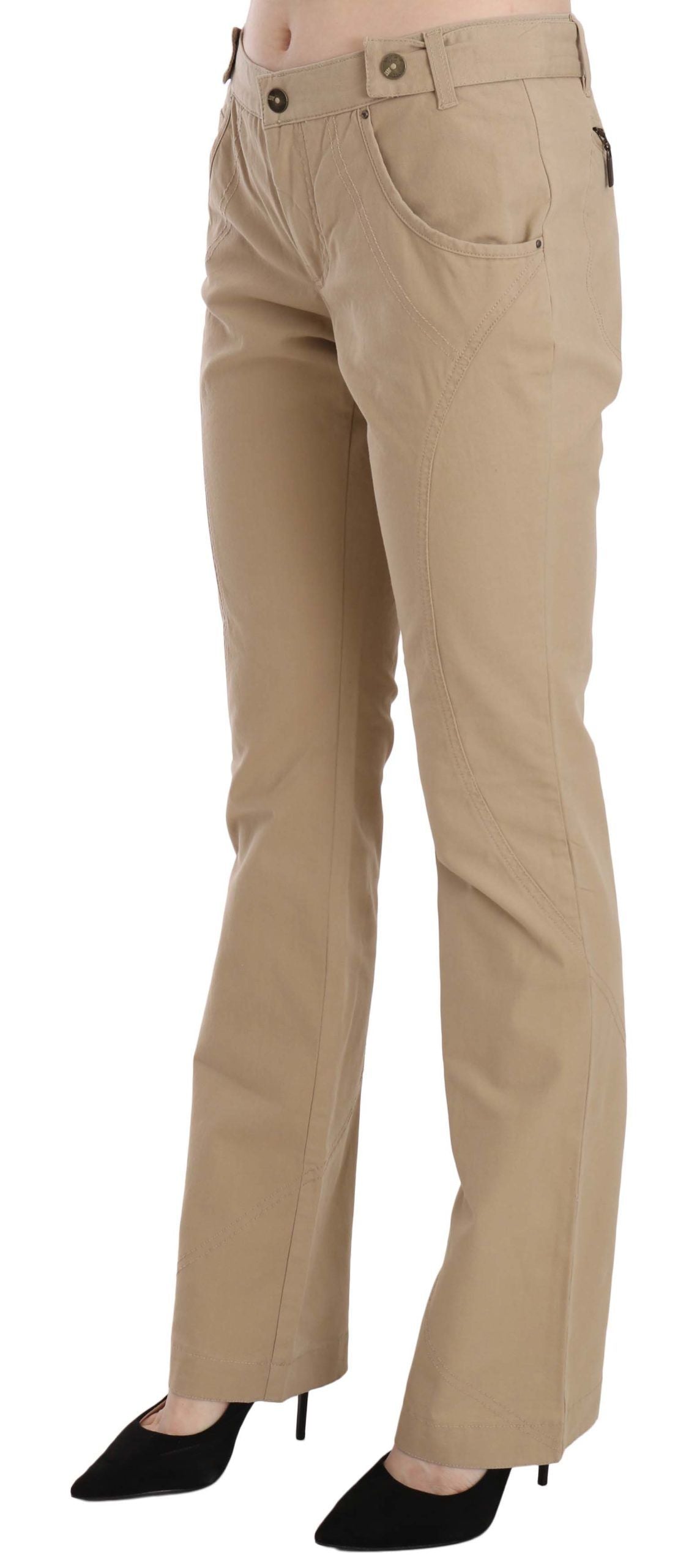 Pantalones beige de cintura media y pierna recta
