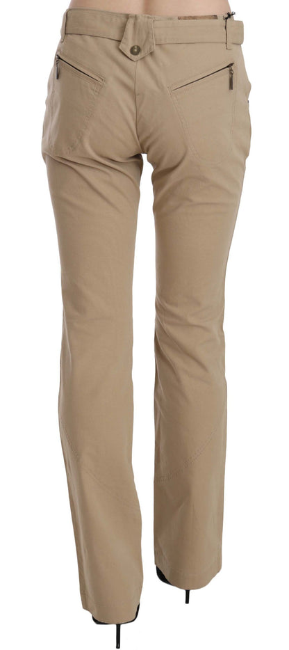 Pantalones beige de cintura media y pierna recta