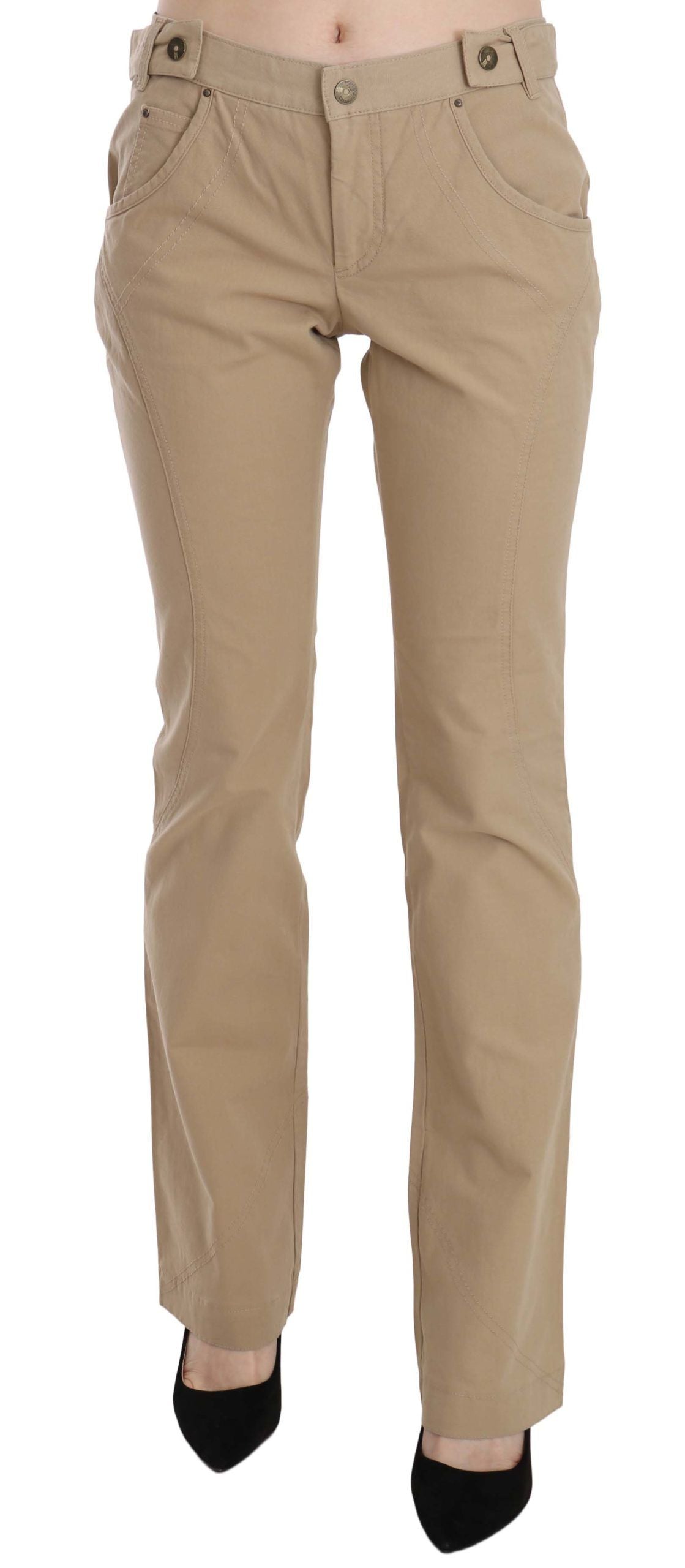 Pantalones beige de cintura media y pierna recta