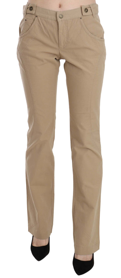 Pantalones beige de cintura media y pierna recta