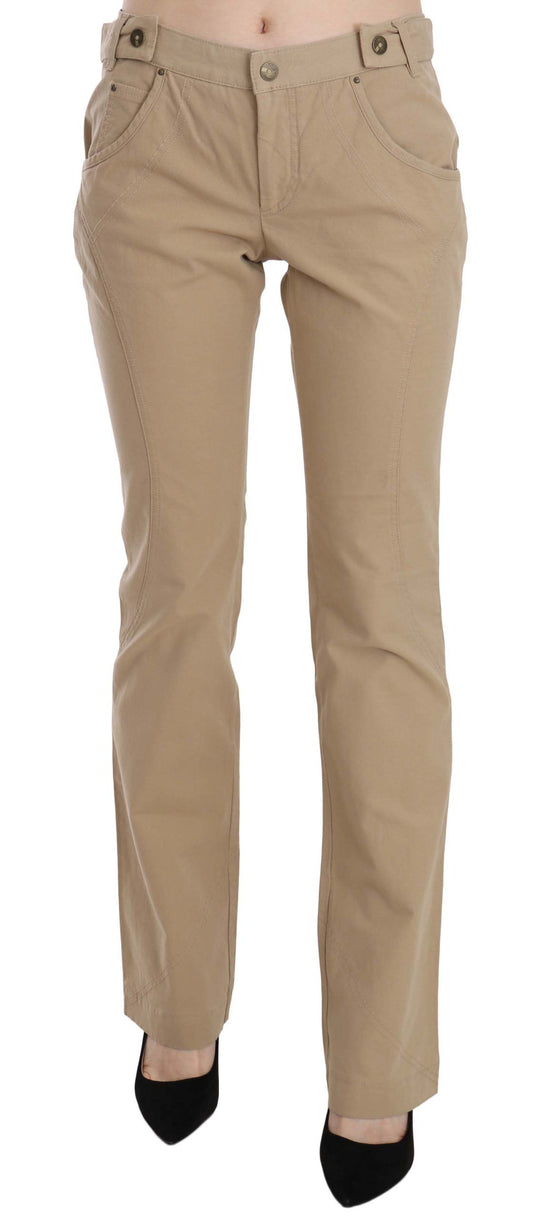 Pantalones beige de cintura media y pierna recta