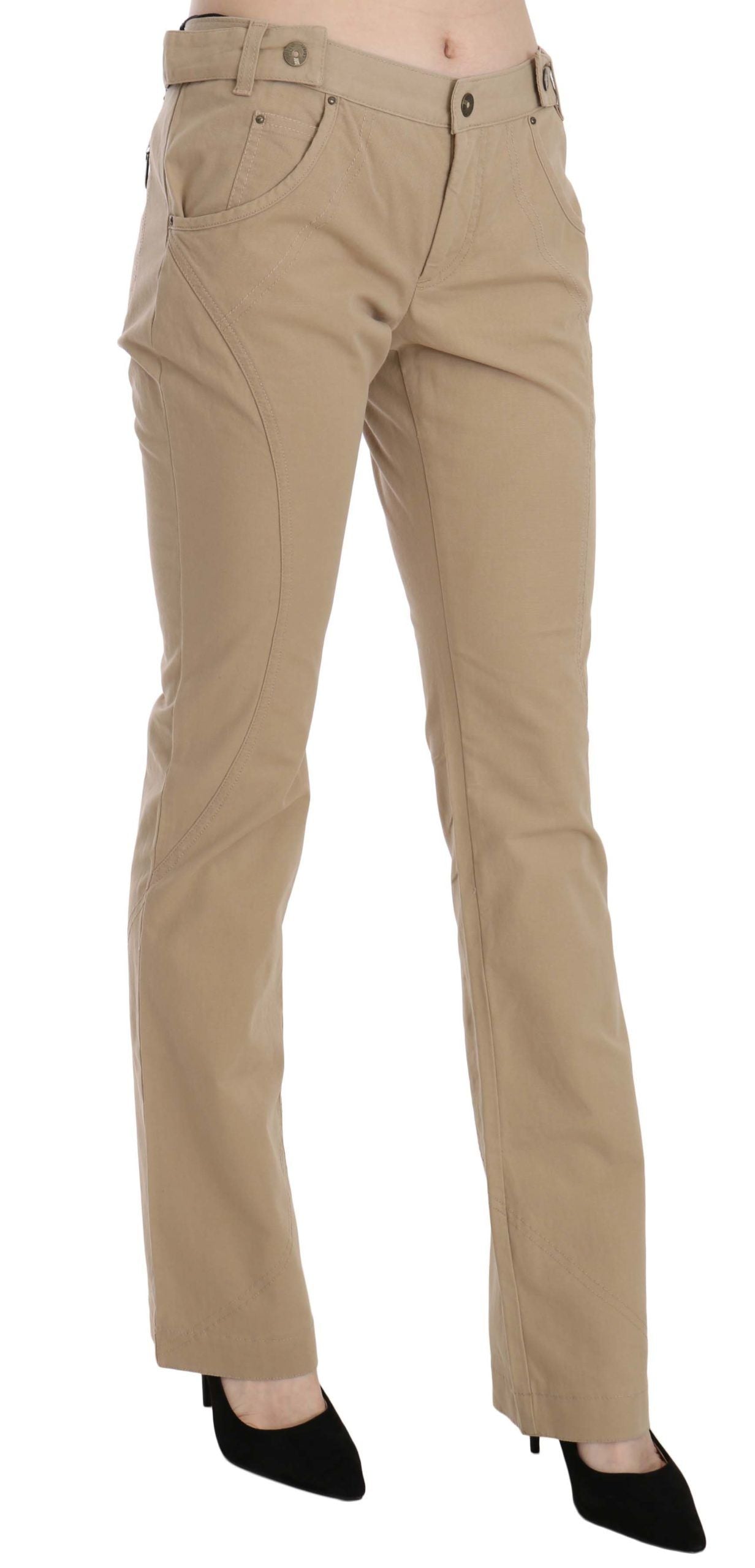 Pantalones beige de cintura media y pierna recta