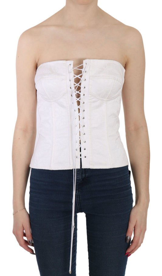 Elegante top de corsé blanco sin tirantes