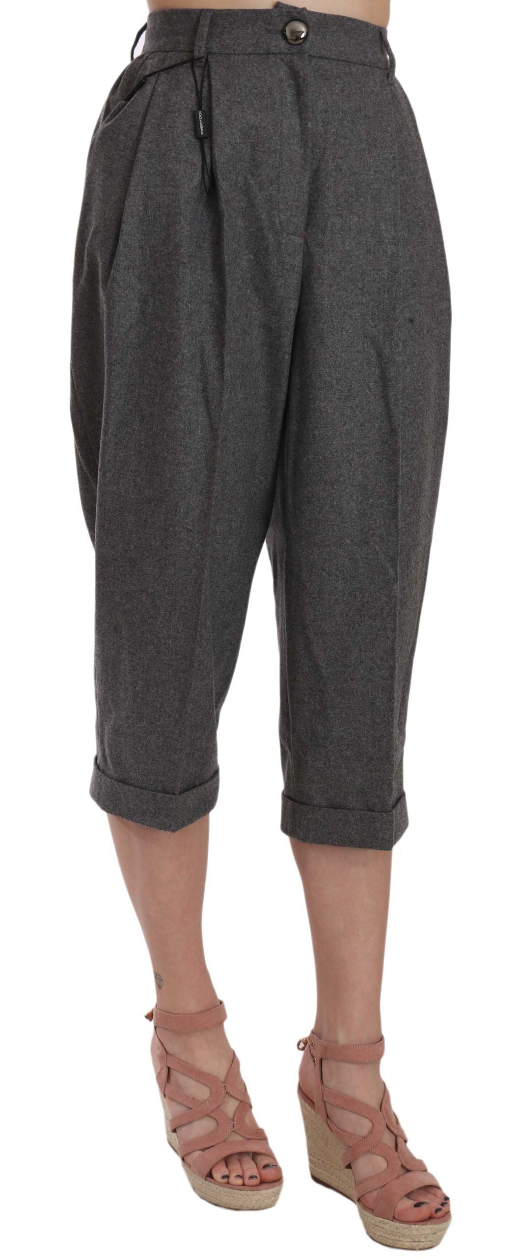 Elegantes pantalones plisados ​​de lana y cachemira gris