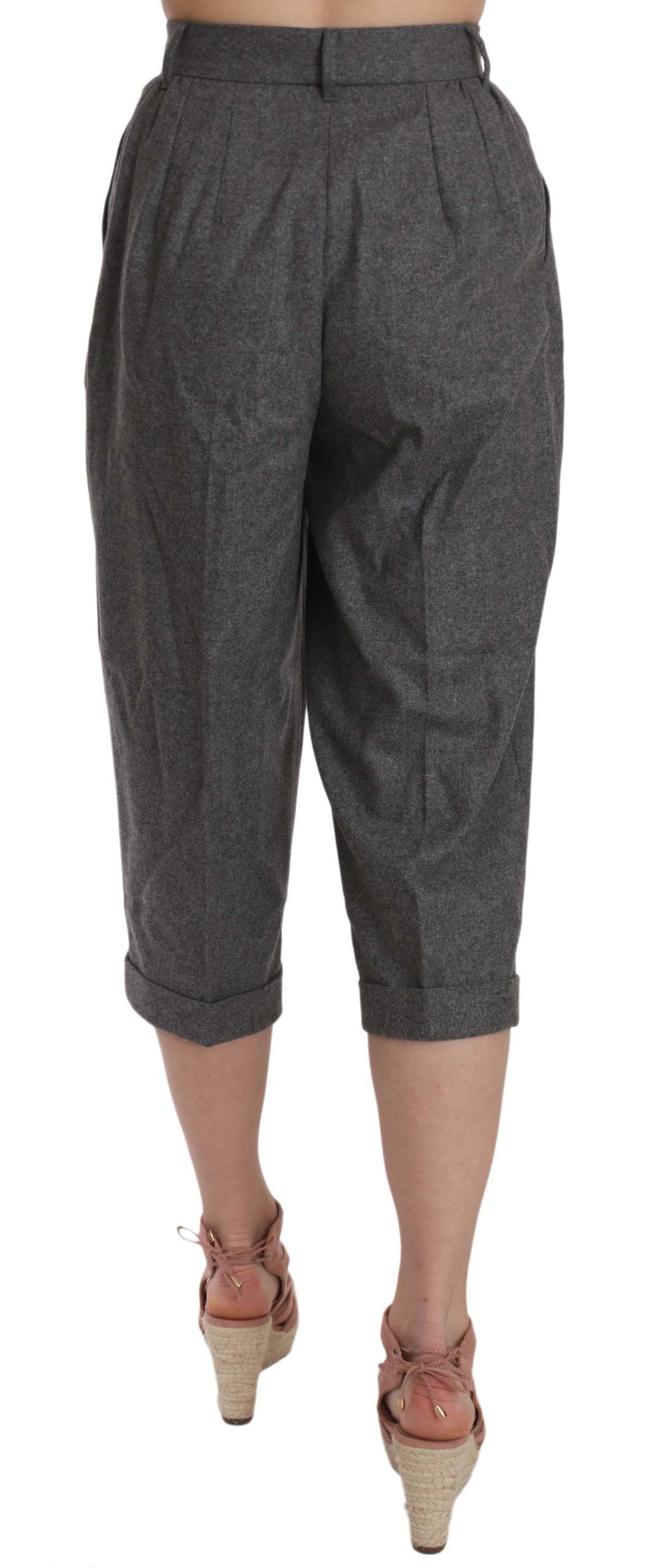Elegantes pantalones plisados ​​de lana y cachemira gris