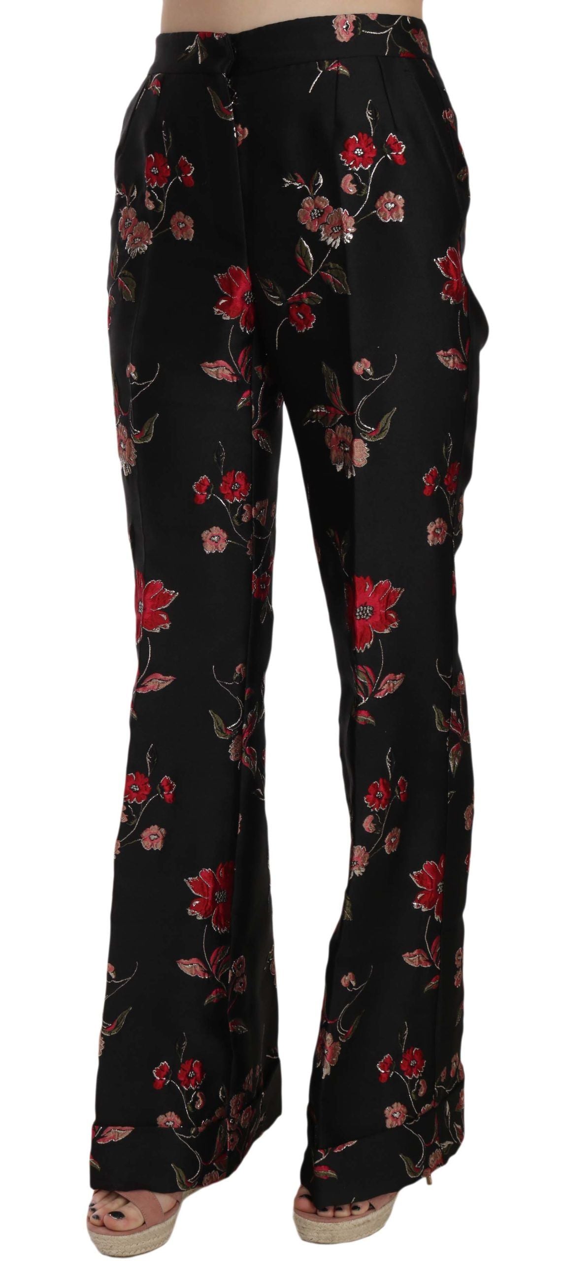 Pantalones elegantes de corte bota con estampado floral