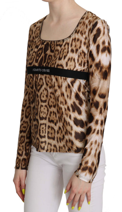 Elegante top de manga larga con estampado de leopardo